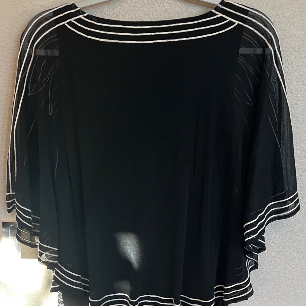 Alfani Black and White Sheer Blouse - Picture 3 of 4